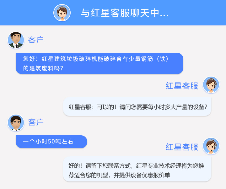 客户咨询建筑垃圾粉碎机部分记录